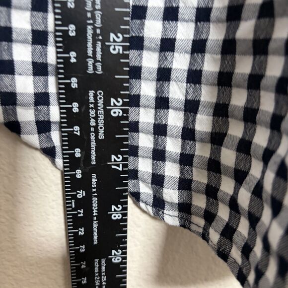 Loft Blouse Women's Small Gingham V-Neck Collared Button Up Solid Shirt Top - Picture 5 of 8